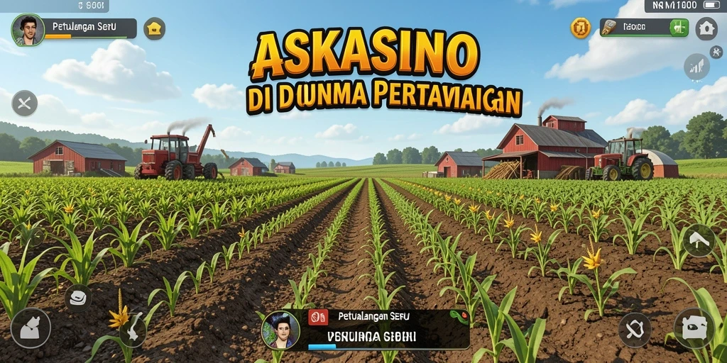 Gameplay seru dalam ASKASINO yang menampilkan aktivitas pertanian yang dinamis.