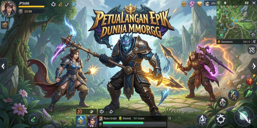 Screenshot gameplay JPS88 menampilkan pertarungan epik antara karakter dalam dunia MMORPG.