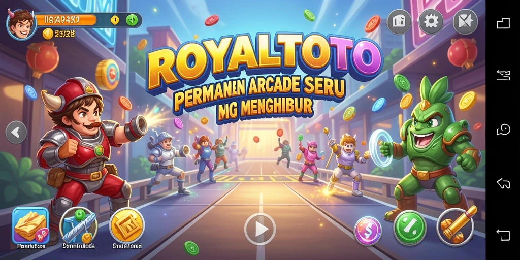 Tangkapan layar utama ROYALTOTO menampilkan momen seru gameplay Arcade.