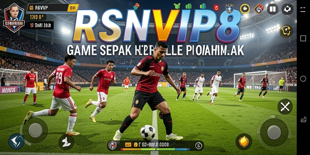 Tangkapan layar utama dari gameplay RSNVIP8 yang menunjukkan aksi sepak bola mendebarkan.