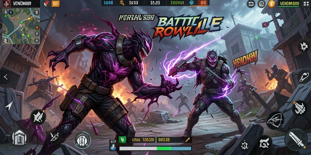 Tangkap momen menegangkan dalam gameplay Battle Royale VENOM889.