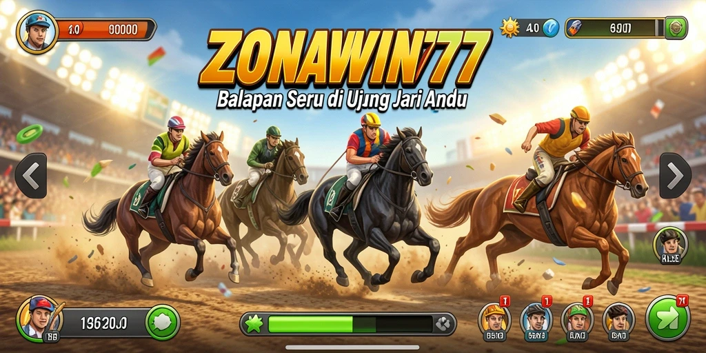 Tampilan gameplay ZONAWIN777 dengan lintasan balap yang memacu adrenalin.